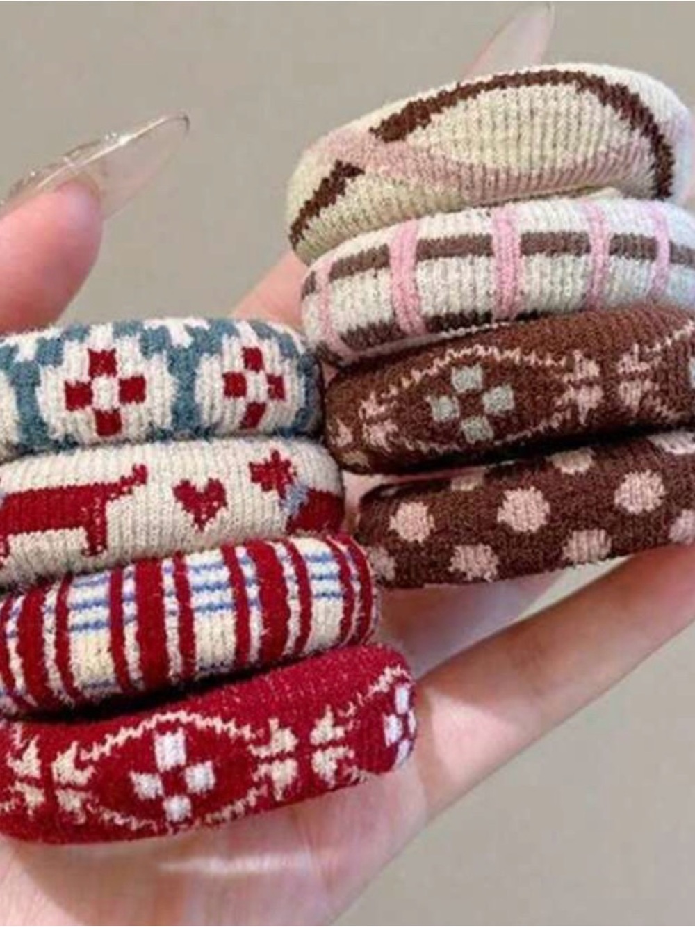 SET OF 3 Assorted Knit Pattern Hair Ties - Picture 5 of 7